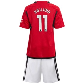 Manchester United Hojlund 11 Matchtröjor Barn Hemma Fotbollströja 2023-24